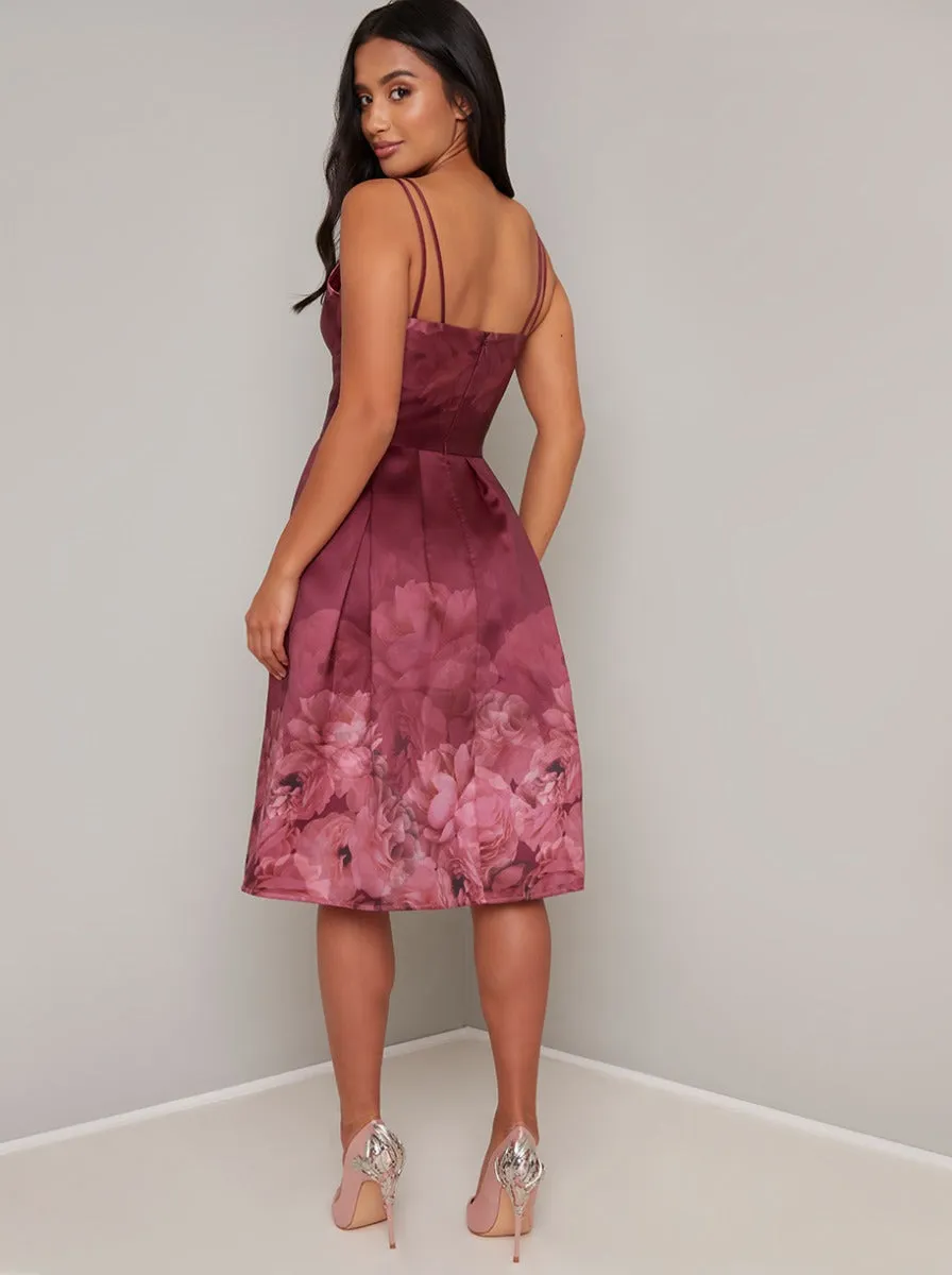 Petite Cami Strap Ombre Print Midi Dress in Red sold by Chi Chi London product image thumbnail 4