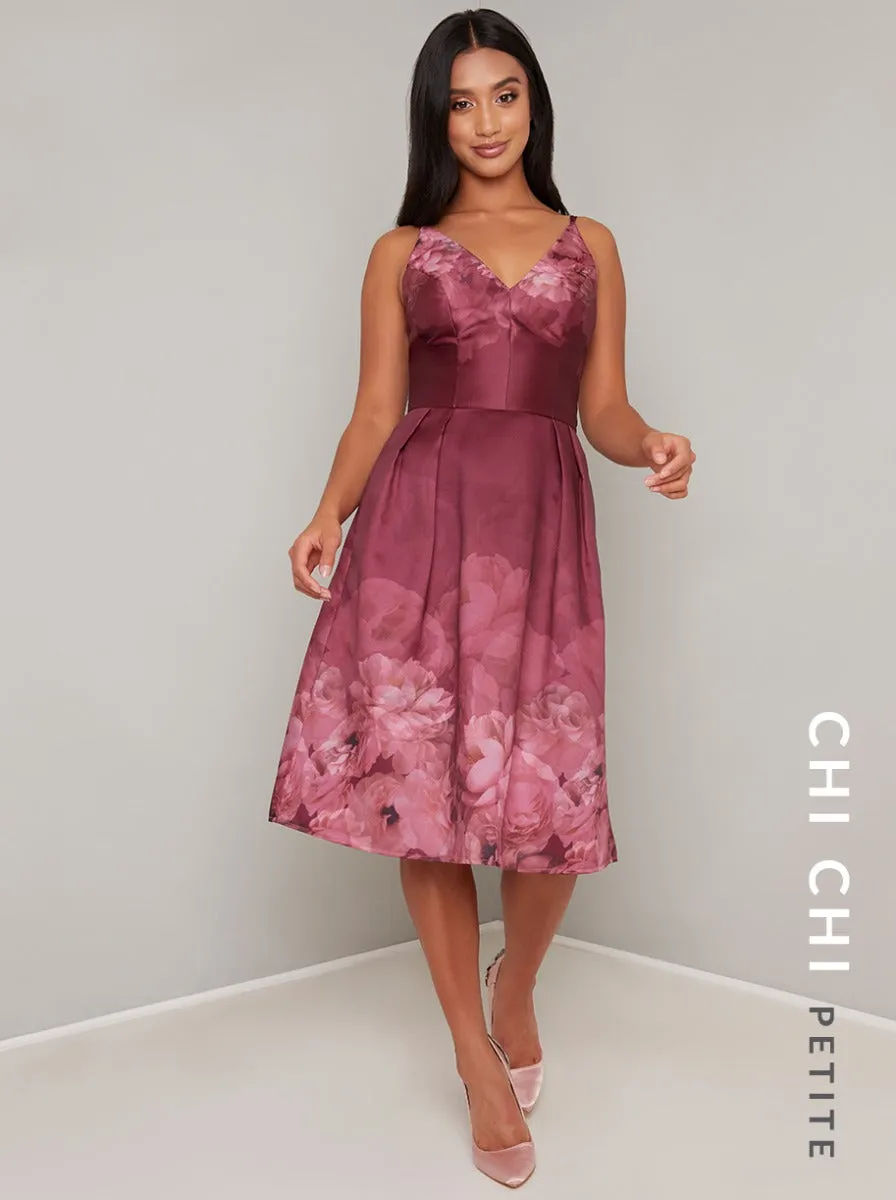 Petite Cami Strap Ombre Print Midi Dress in Red sold by Chi Chi London product image thumbnail 2