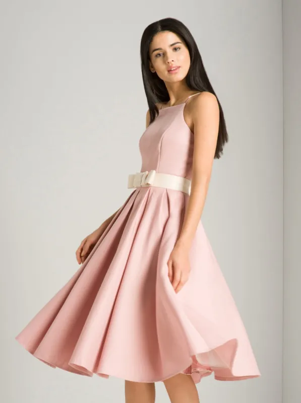 Detachable Belt Midi Dress in Pink sold by Chi Chi London