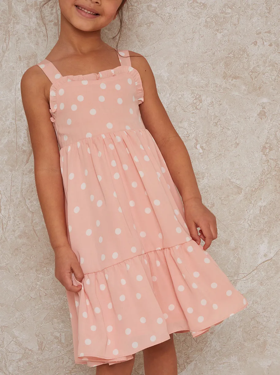 Girls Sleeveless Polka Dot Midi Dress in Pink sold by Chi Chi London product image thumbnail 3