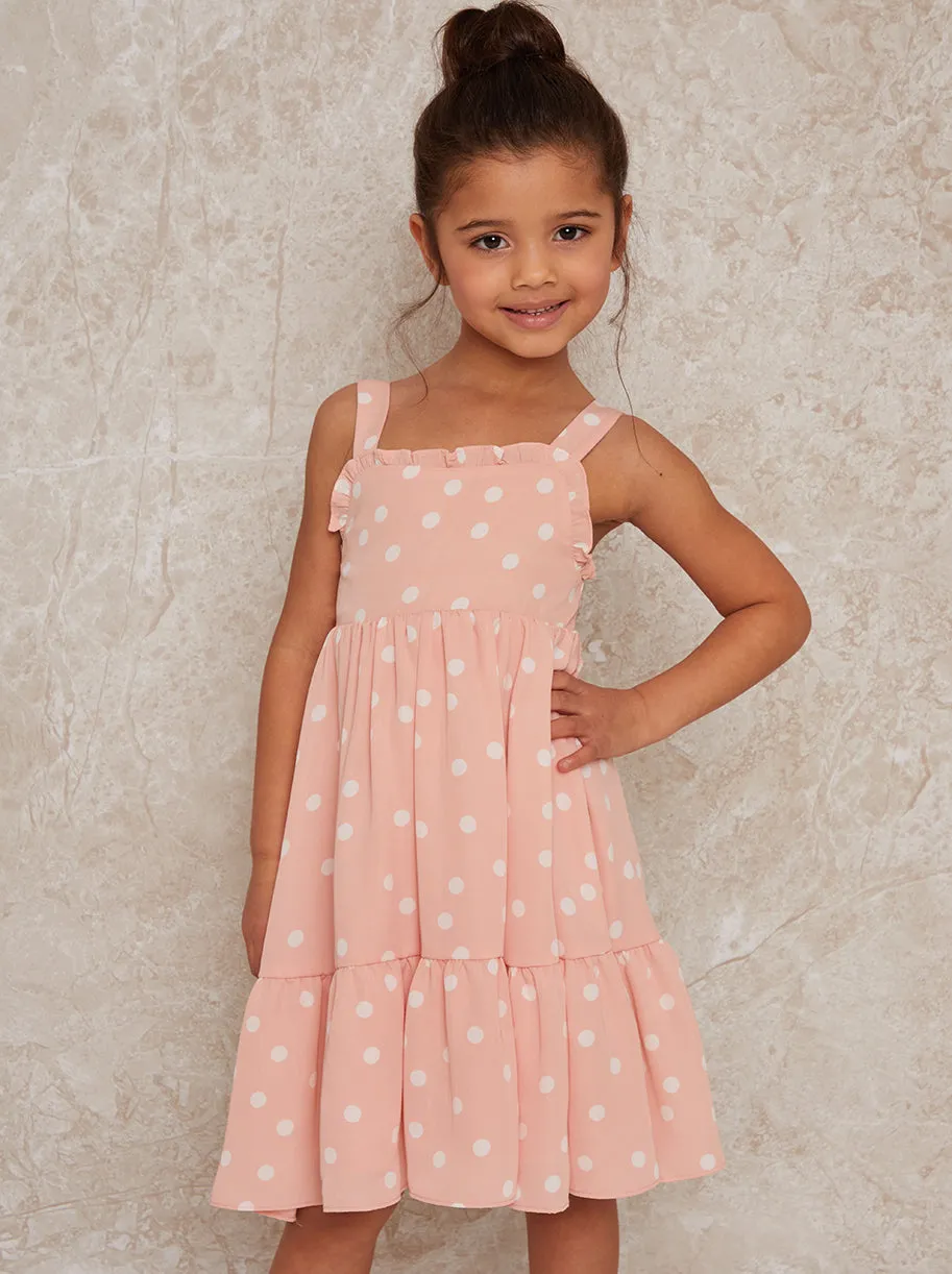 Girls Sleeveless Polka Dot Midi Dress in Pink sold by Chi Chi London product image thumbnail 2