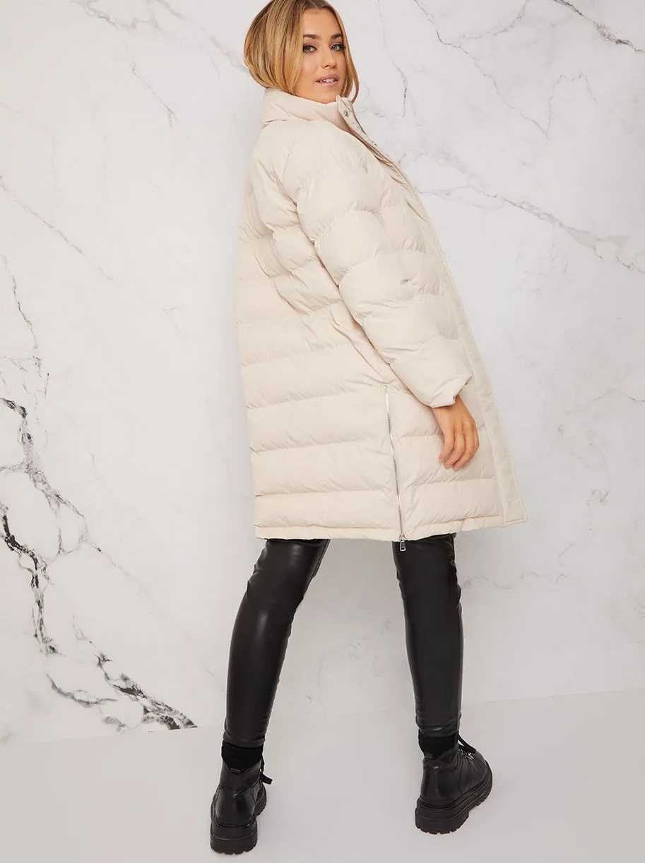 Longline Maxi Puffer Coat in Cream sold by Chi Chi London product image thumbnail 4