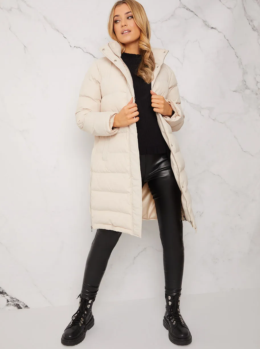 Longline Maxi Puffer Coat in Cream sold by Chi Chi London product image thumbnail 2