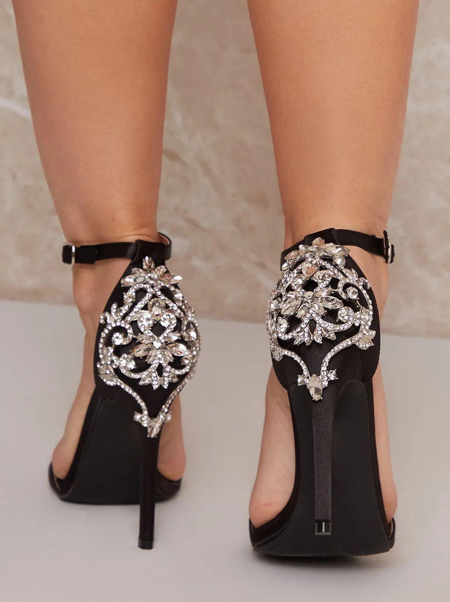 Strappy Heels with Sequin Design in Black sold by Chi Chi London product image thumbnail 4