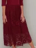 Tall 3/4 Sleeved Lace Crochet Midi Dress in Red sold by Chi Chi London