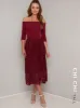 Tall 3/4 Sleeved Lace Crochet Midi Dress in Red sold by Chi Chi London