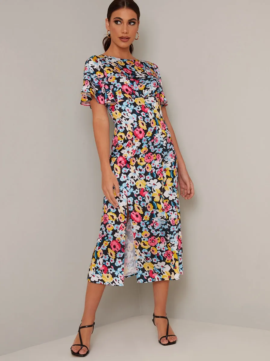 Angel Sleeve Print Midi Dress in Black sold by Chi Chi London product image thumbnail 3