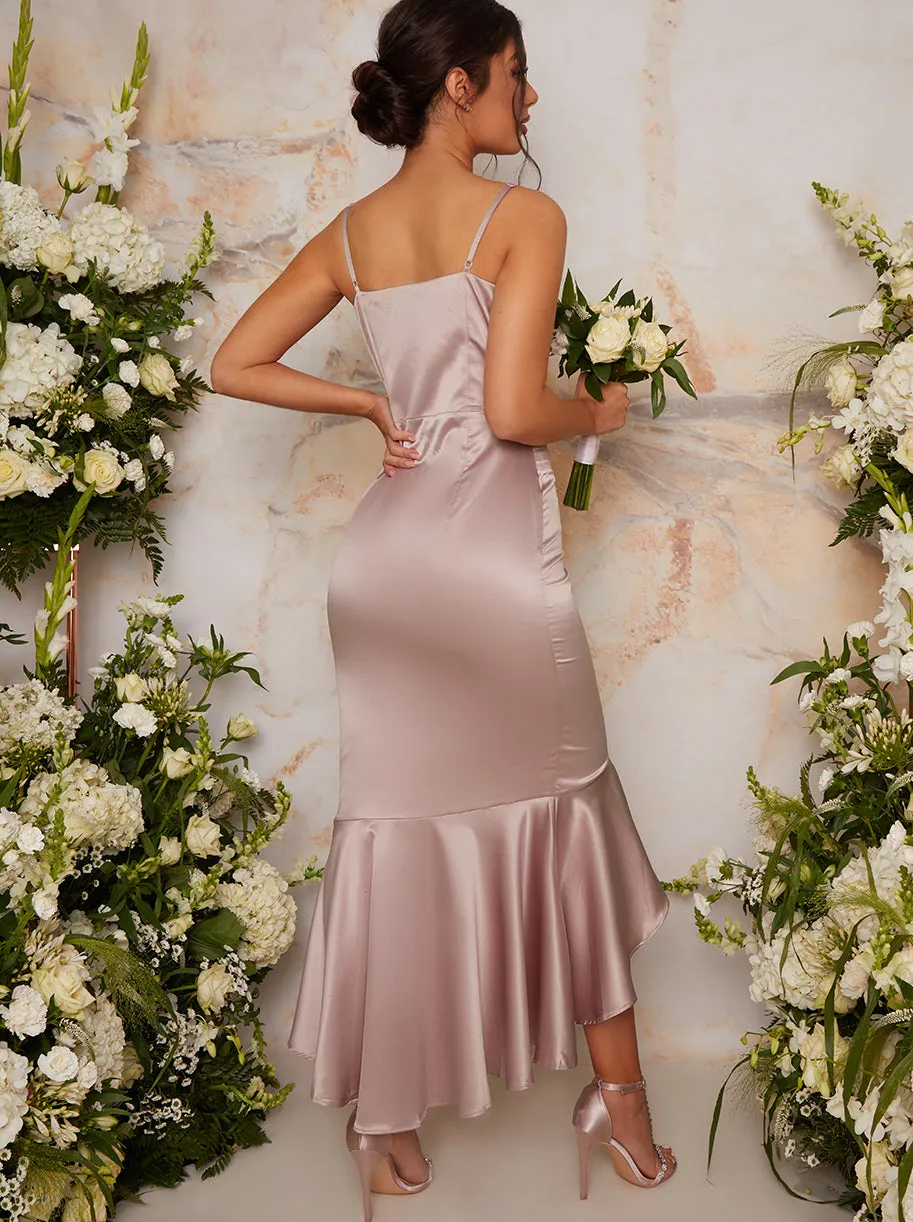 Bodycon Dress with Dip Hem Fishtail in Pink sold by Chi Chi London product image thumbnail 4