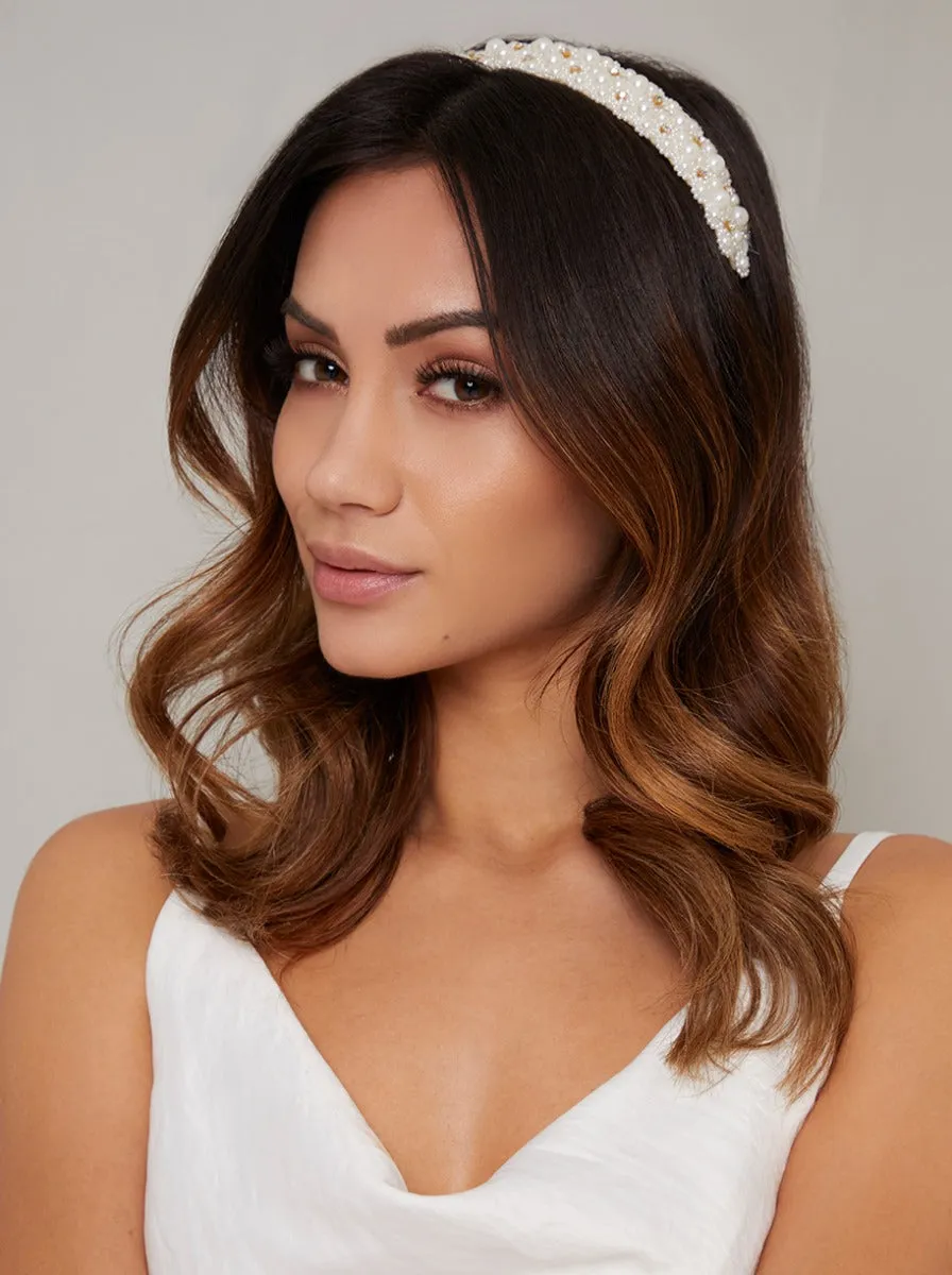 Pearl Detail Headband in Ivory sold by Chi Chi London product image thumbnail 2