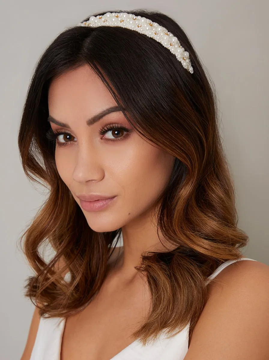 Pearl Detail Headband in Ivory sold by Chi Chi London product image thumbnail 3