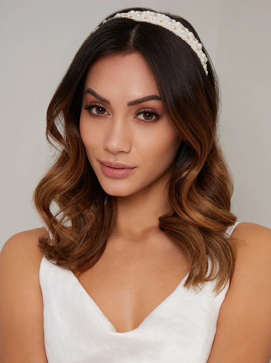 Pearl Detail Headband in Ivory sold by Chi Chi London