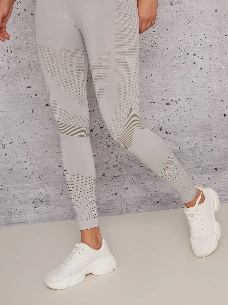 High Waisted Sports Leggings in Neutral sold by Chi Chi London product image thumbnail 3