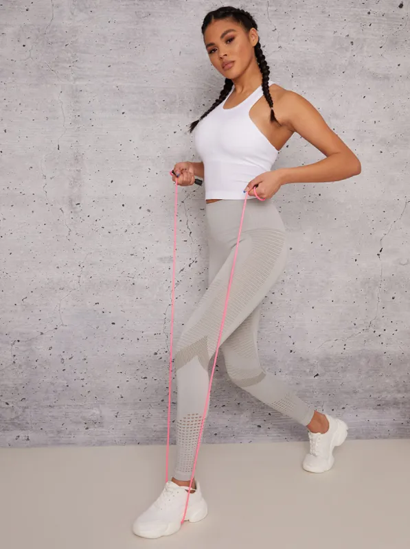 High Waisted Sports Leggings in Neutral sold by Chi Chi London