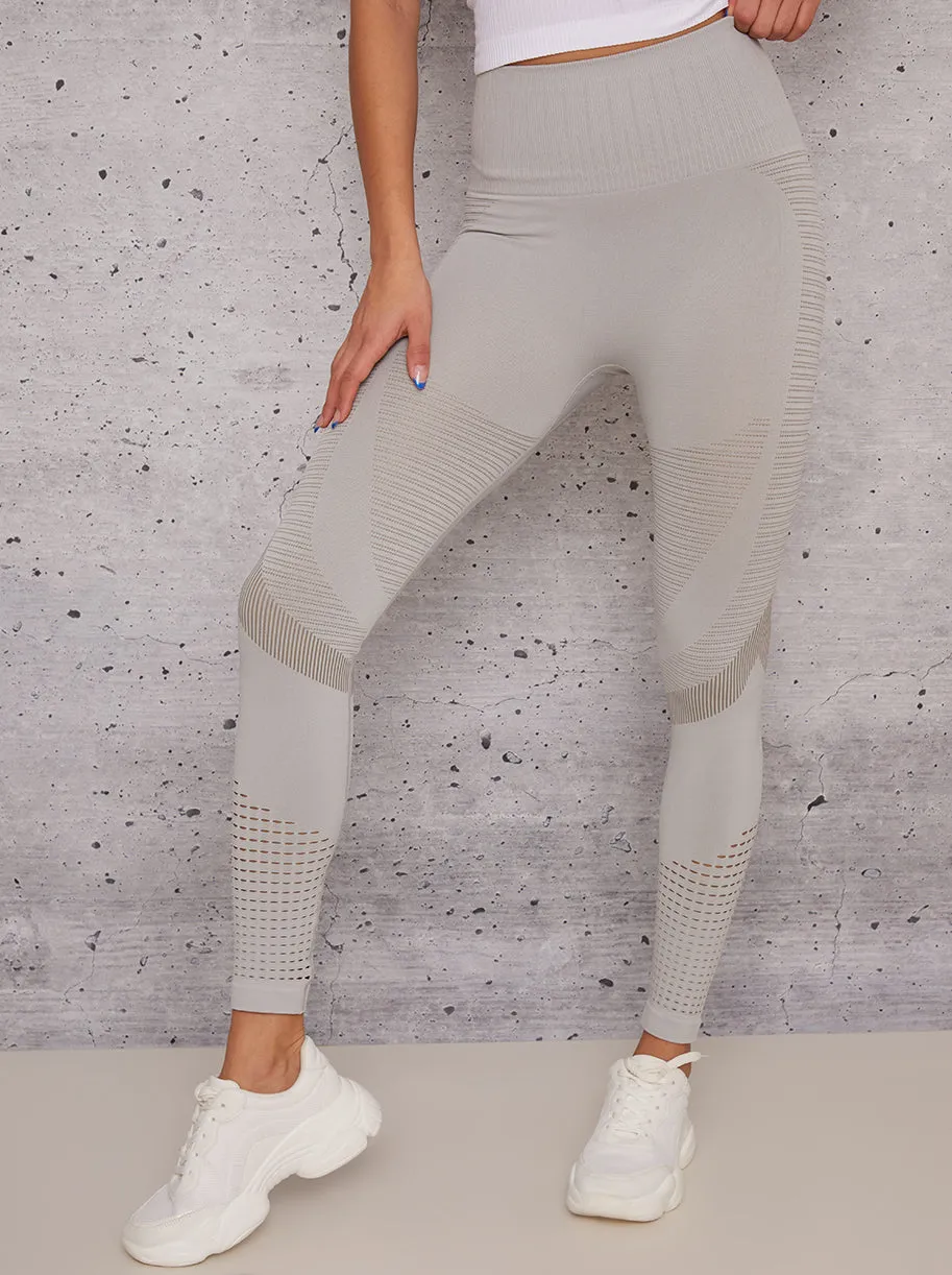 High Waisted Sports Leggings in Neutral sold by Chi Chi London product image thumbnail 2