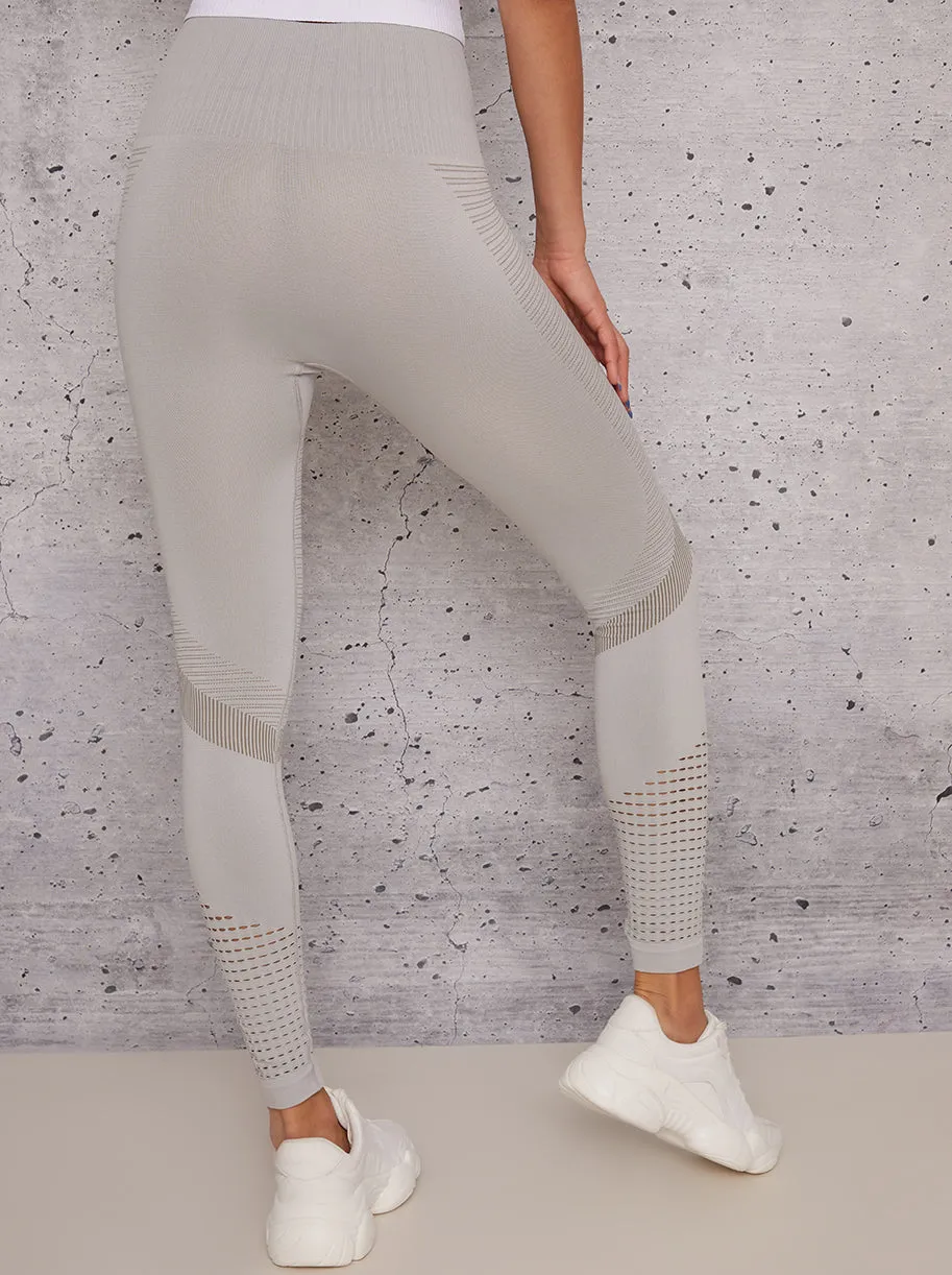 High Waisted Sports Leggings in Neutral sold by Chi Chi London product image thumbnail 4