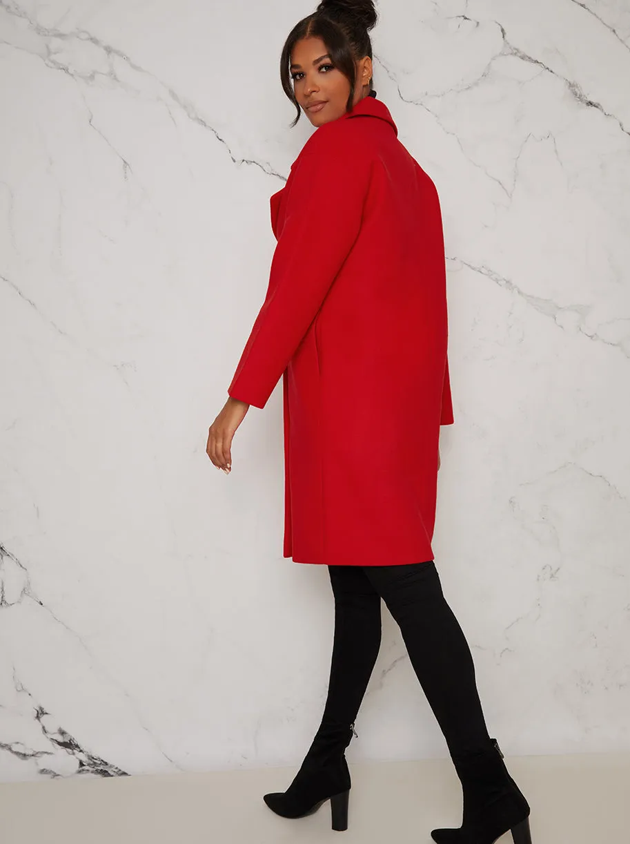 Double Breasted Long Winter Coat in Red sold by Chi Chi London product image thumbnail 4