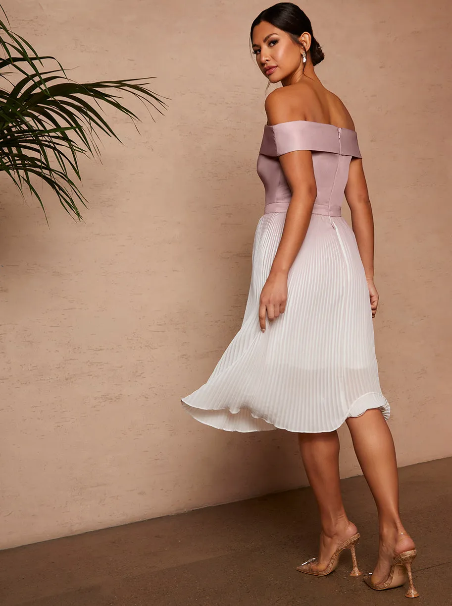 Bardot Ombre Pleated Midi Dress in Pink sold by Chi Chi London product image thumbnail 5