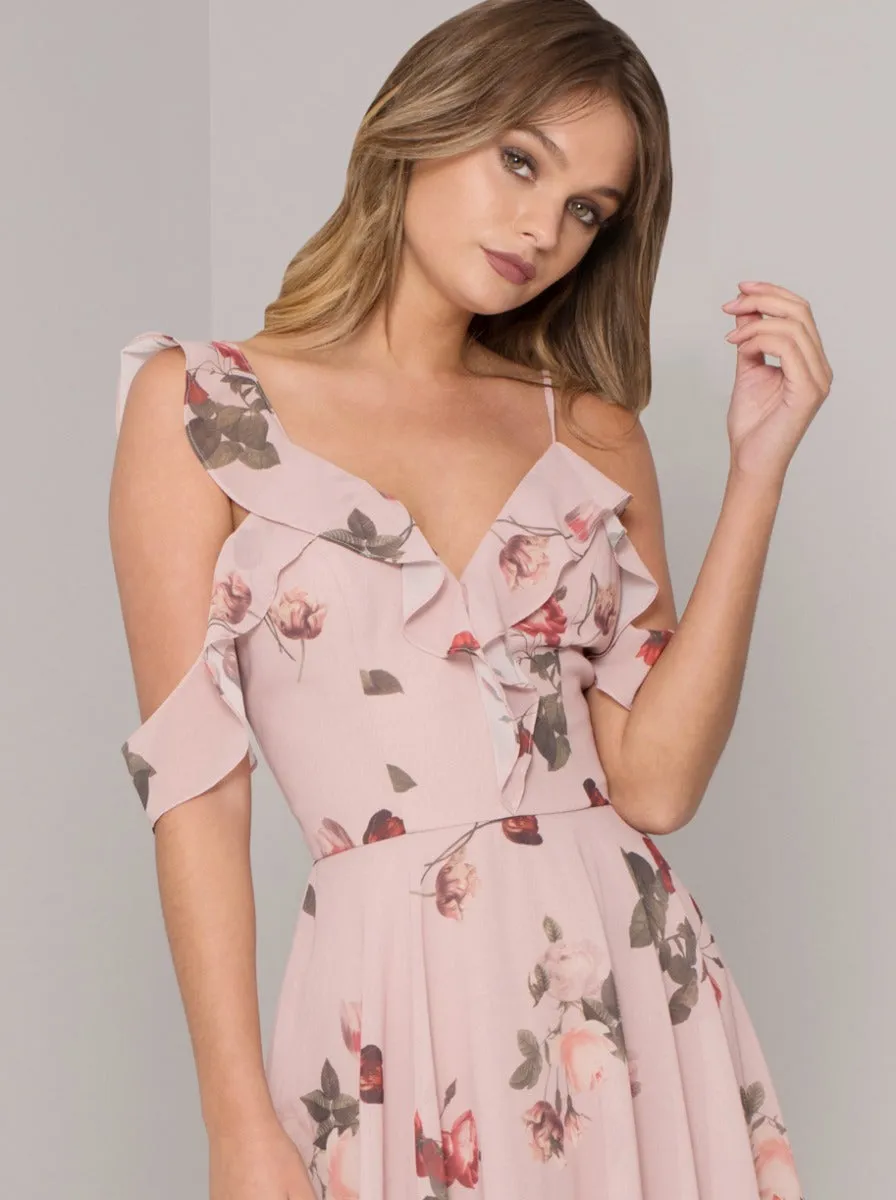 Floral Print Chiffon Midi Dress in Pink sold by Chi Chi London product image thumbnail 2