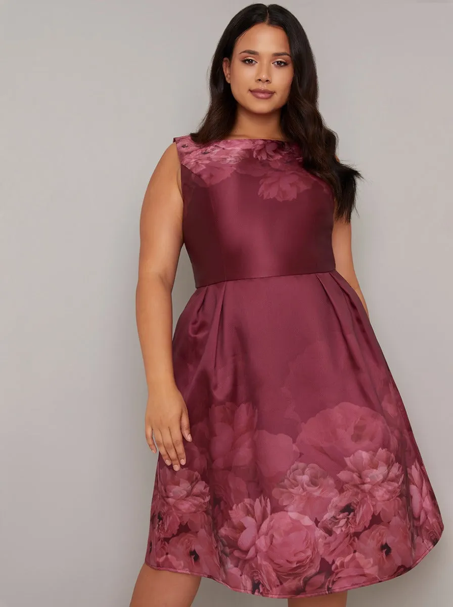 Plus Size Digital Print Midi Dress in Red sold by Chi Chi London product image thumbnail 2