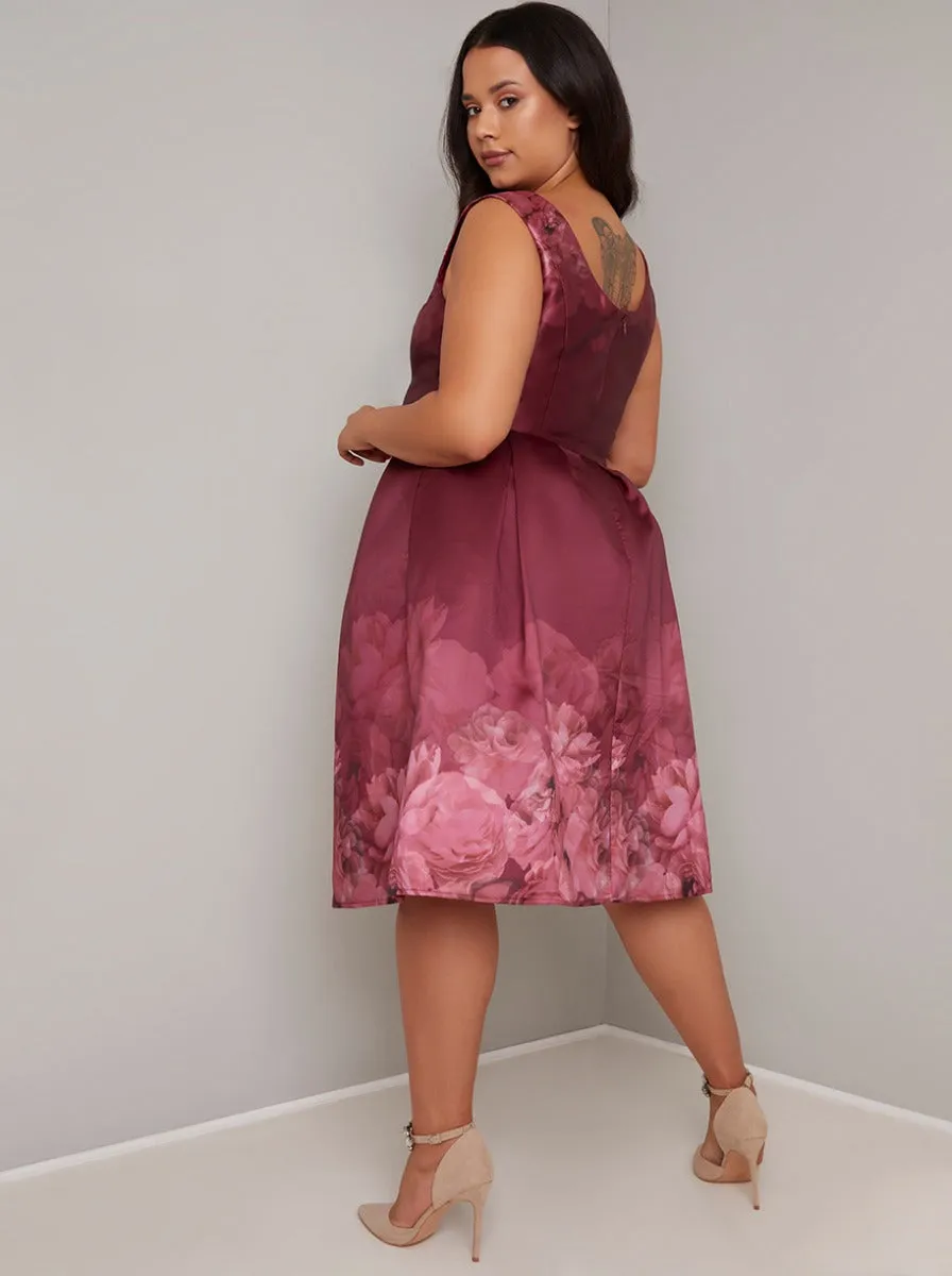 Plus Size Digital Print Midi Dress in Red sold by Chi Chi London product image thumbnail 4