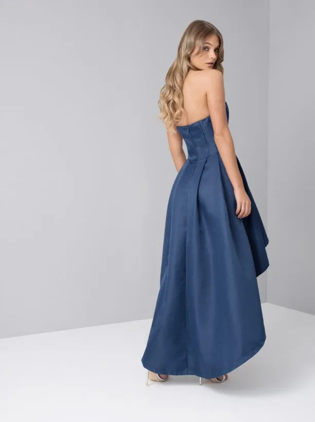 Plain Bandeau Dip Hem Midi Dress in Blue sold by Chi Chi London product image thumbnail 2