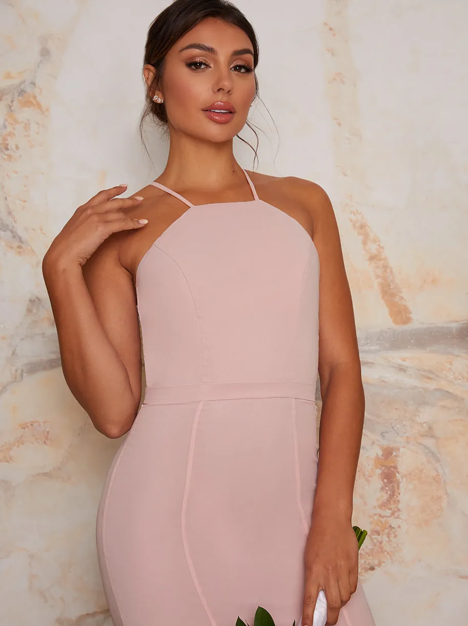 Maxi Dress with Lace Back Detail in Pink sold by Chi Chi London product image thumbnail 4