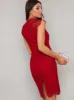 High Neck Crochet Lace Bodycon Dress in Red sold by Chi Chi London