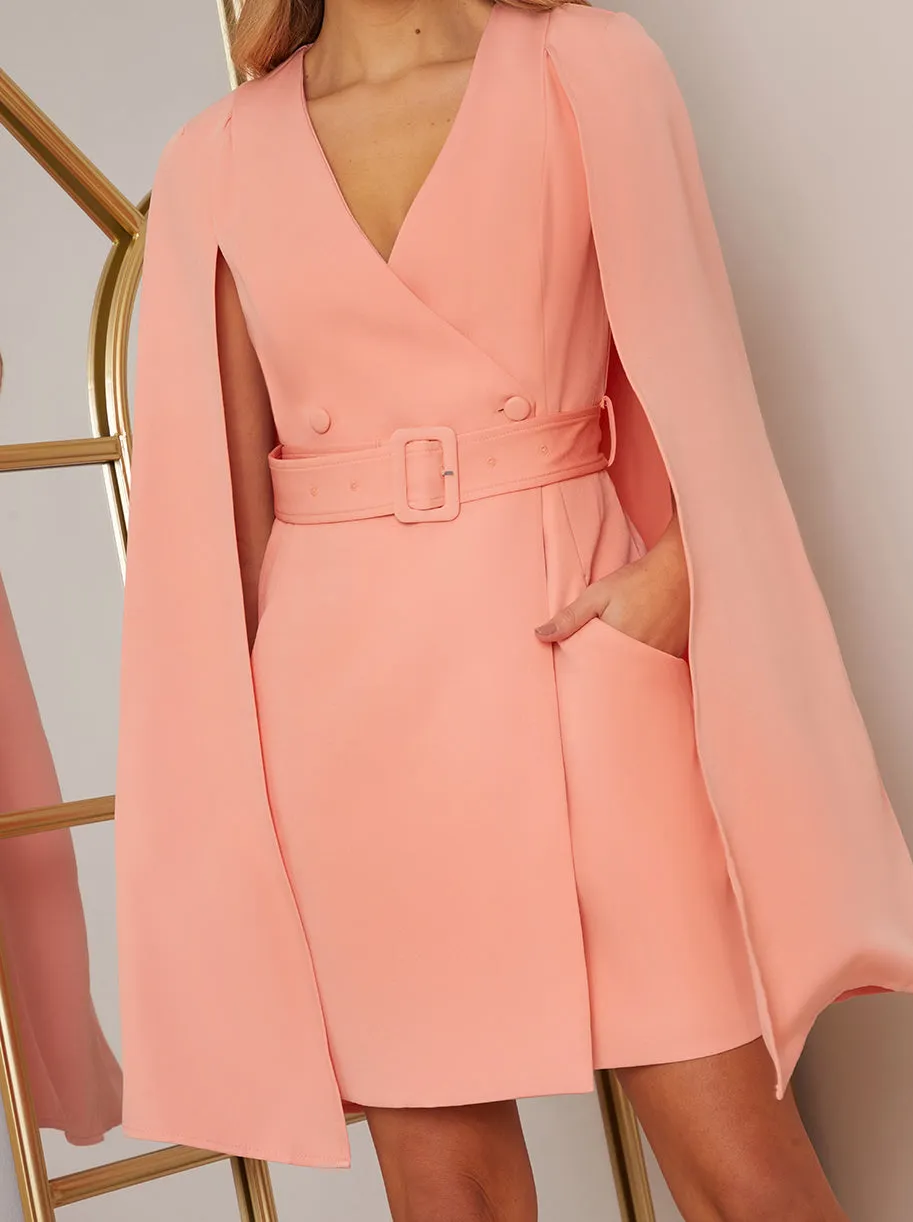 Blazer Dress with Cape Detail in Orange sold by Chi Chi London product image thumbnail 4