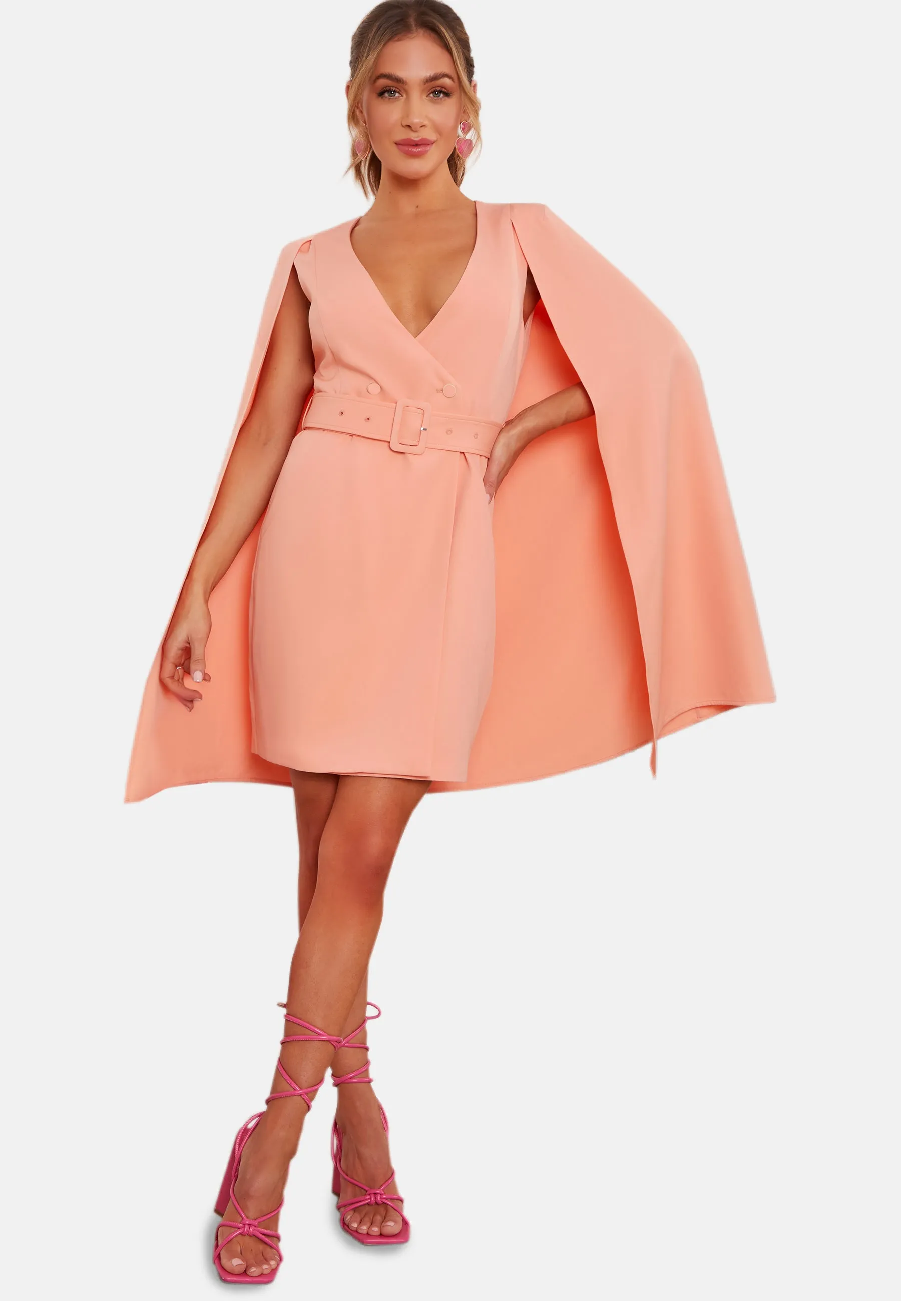 Blazer Dress with Cape Detail in Orange sold by Chi Chi London product image thumbnail 5