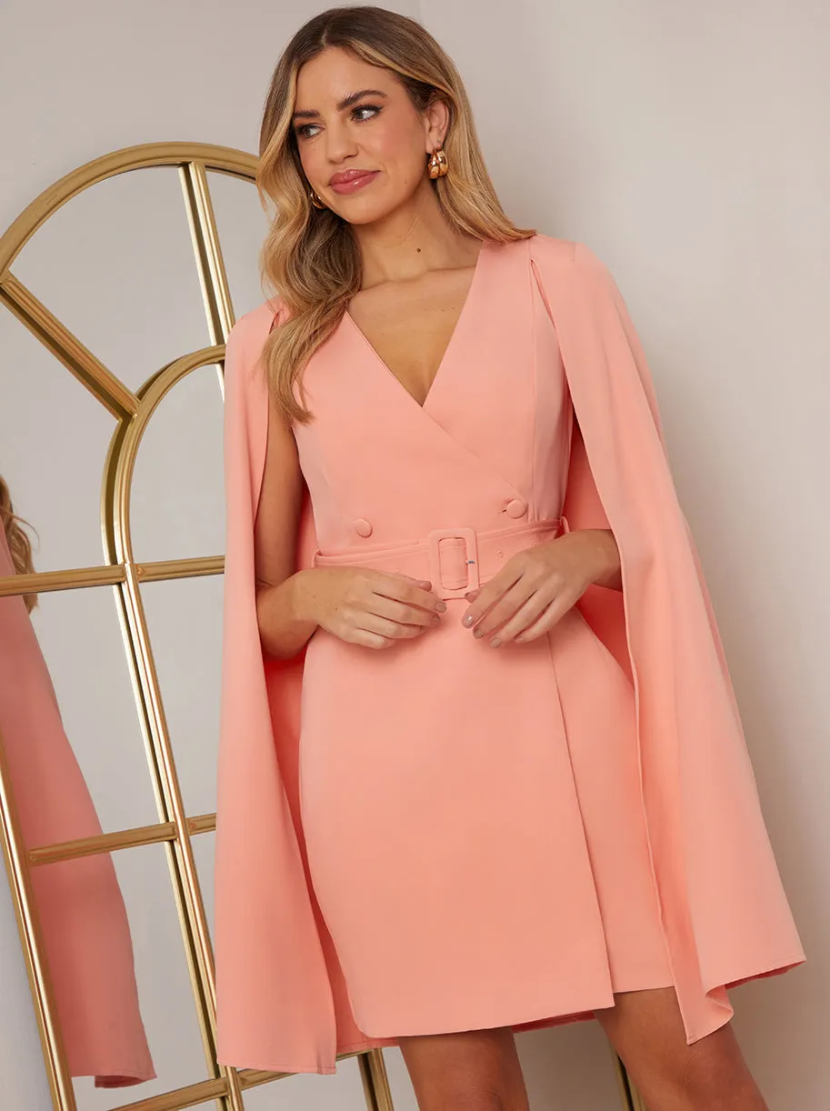 Blazer Dress with Cape Detail in Orange sold by Chi Chi London