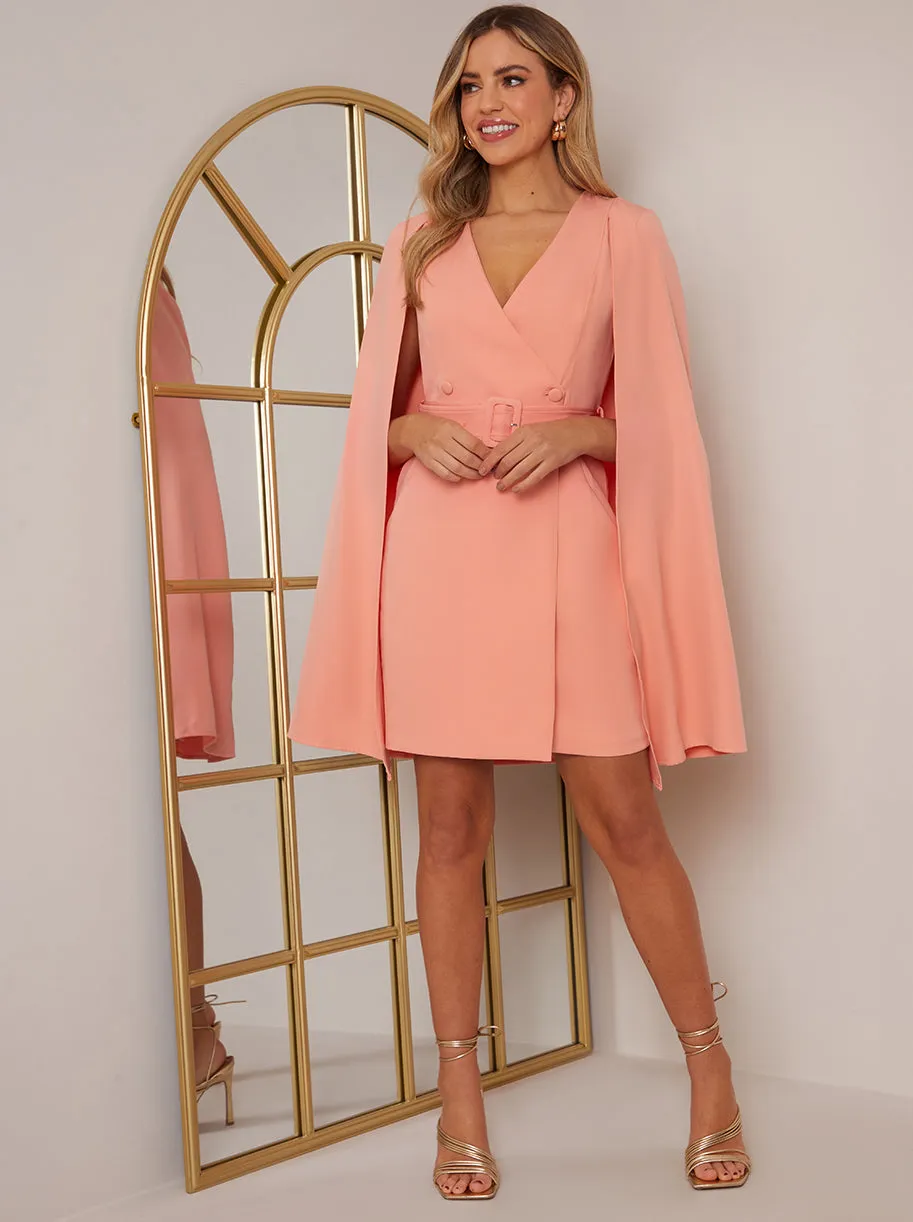 Blazer Dress with Cape Detail in Orange sold by Chi Chi London product image thumbnail 3