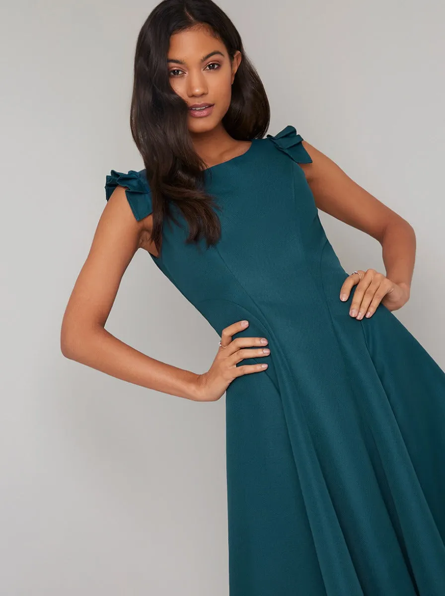 Open Back Ruffle Detail Midi Dress in Green sold by Chi Chi London product image thumbnail 3