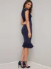 Lace Crochet Peplum Hem Bodycon Midi Dress in Blue sold by Chi Chi London
