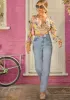 V Neck Long Sleeve Floral Top in Yellow sold by Chi Chi London