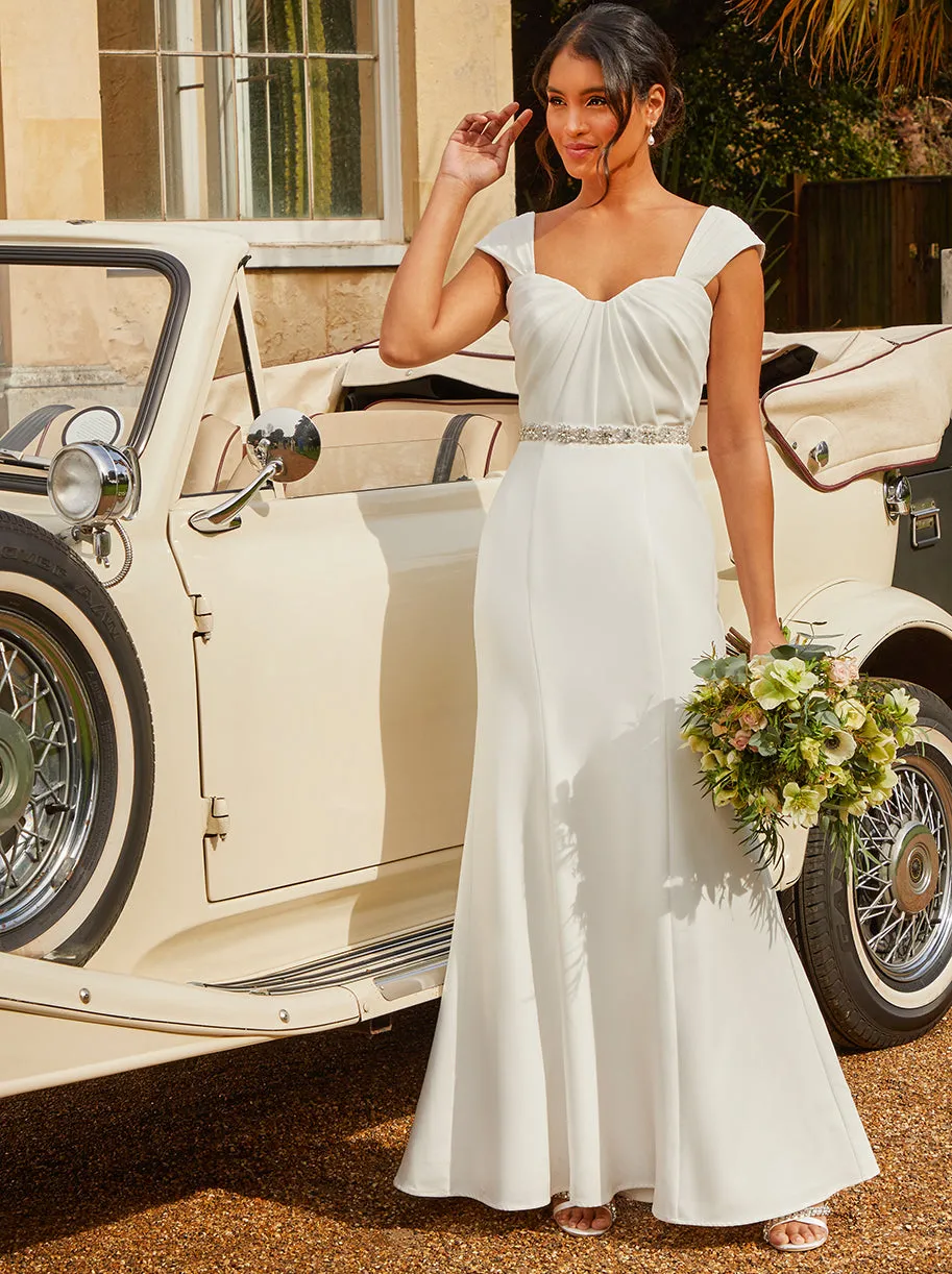 Pleated Bodice Wedding Dress in White sold by Chi Chi London product image thumbnail 3