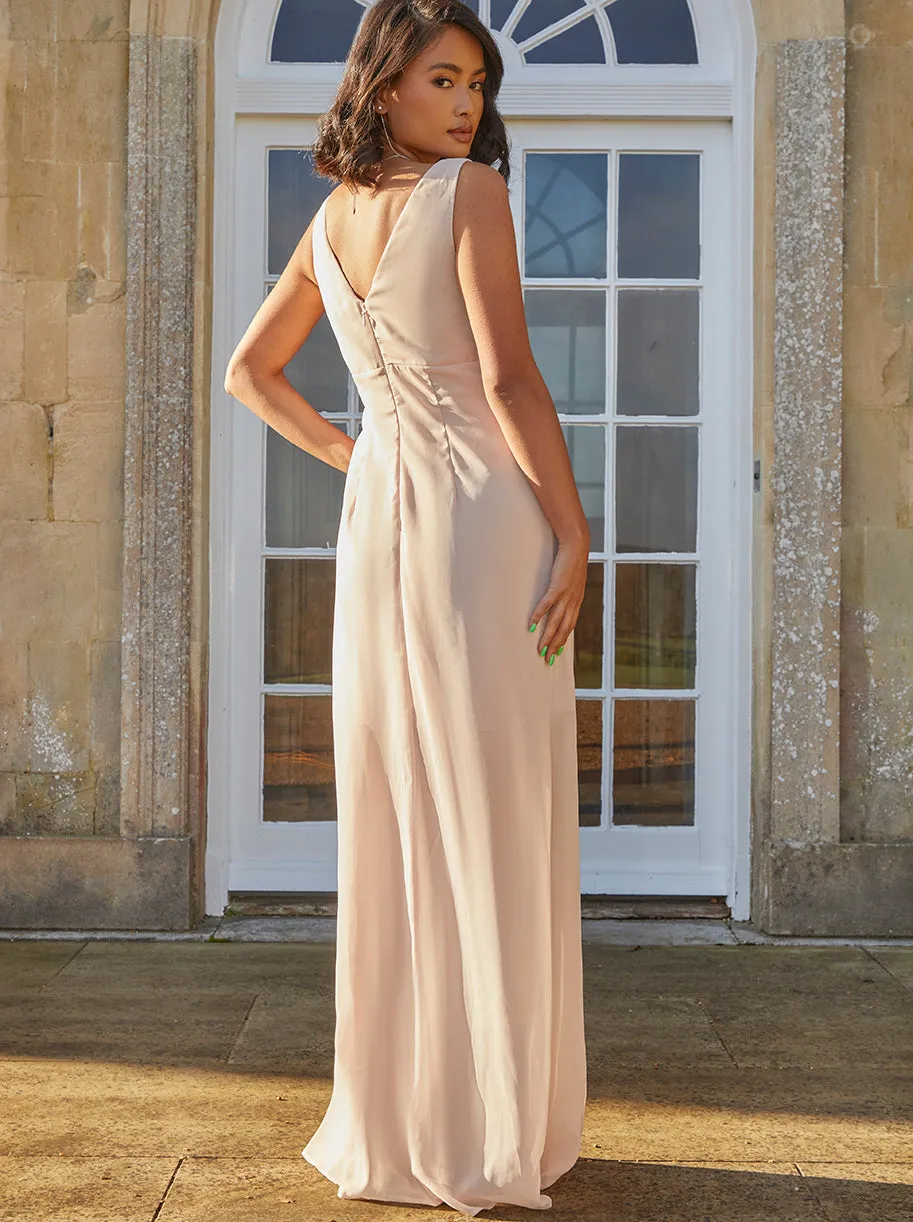 Knot Detail Maxi Dress in Champagne sold by Chi Chi London product image thumbnail 3