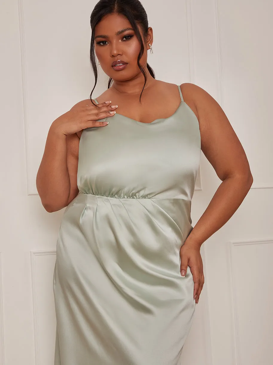 Plus Size Satin Cami Strap Maxi Dress in Mint sold by Chi Chi London product image thumbnail 2