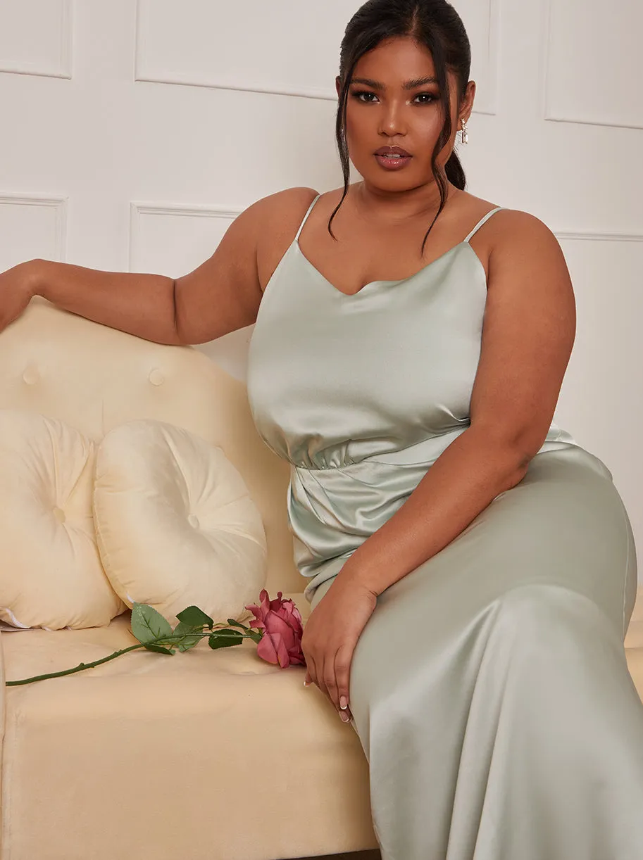 Plus Size Satin Cami Strap Maxi Dress in Mint sold by Chi Chi London product image thumbnail 5