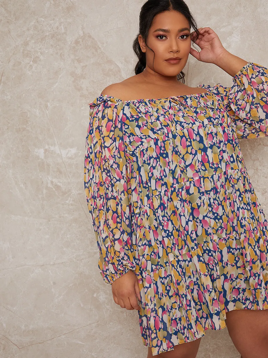 Plus Size Floral Print Mini Dress in Navy sold by Chi Chi London product image thumbnail 2