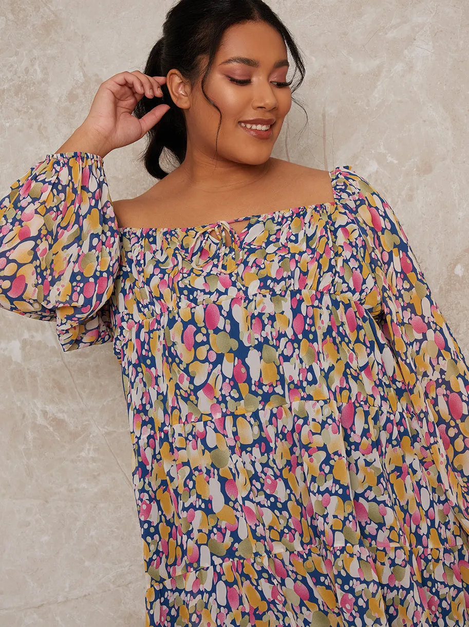 Plus Size Floral Print Mini Dress in Navy sold by Chi Chi London product image thumbnail 4