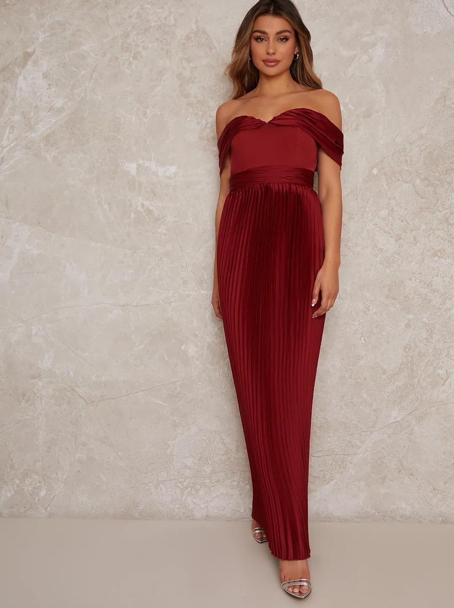 Bardot Dress with Draped Shoulder in Rust sold by Chi Chi London