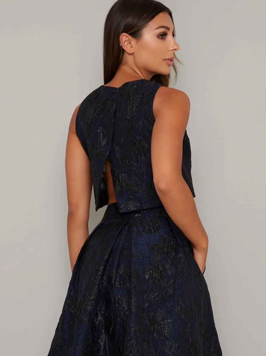 Jacquard Crop Top in Blue sold by Chi Chi London product image thumbnail 4