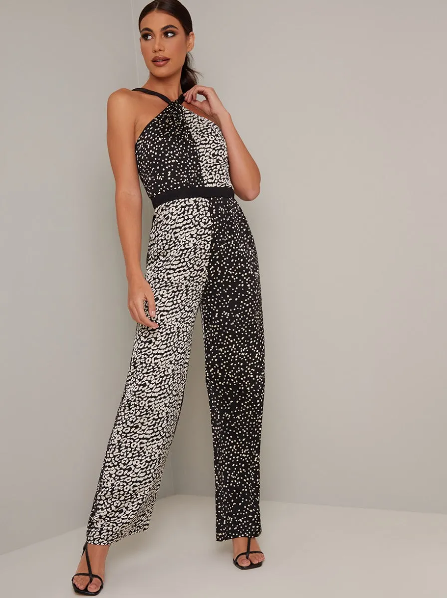 Halterneck Contrast Straight Leg Jumpsuit in Black sold by Chi Chi London product image thumbnail 4