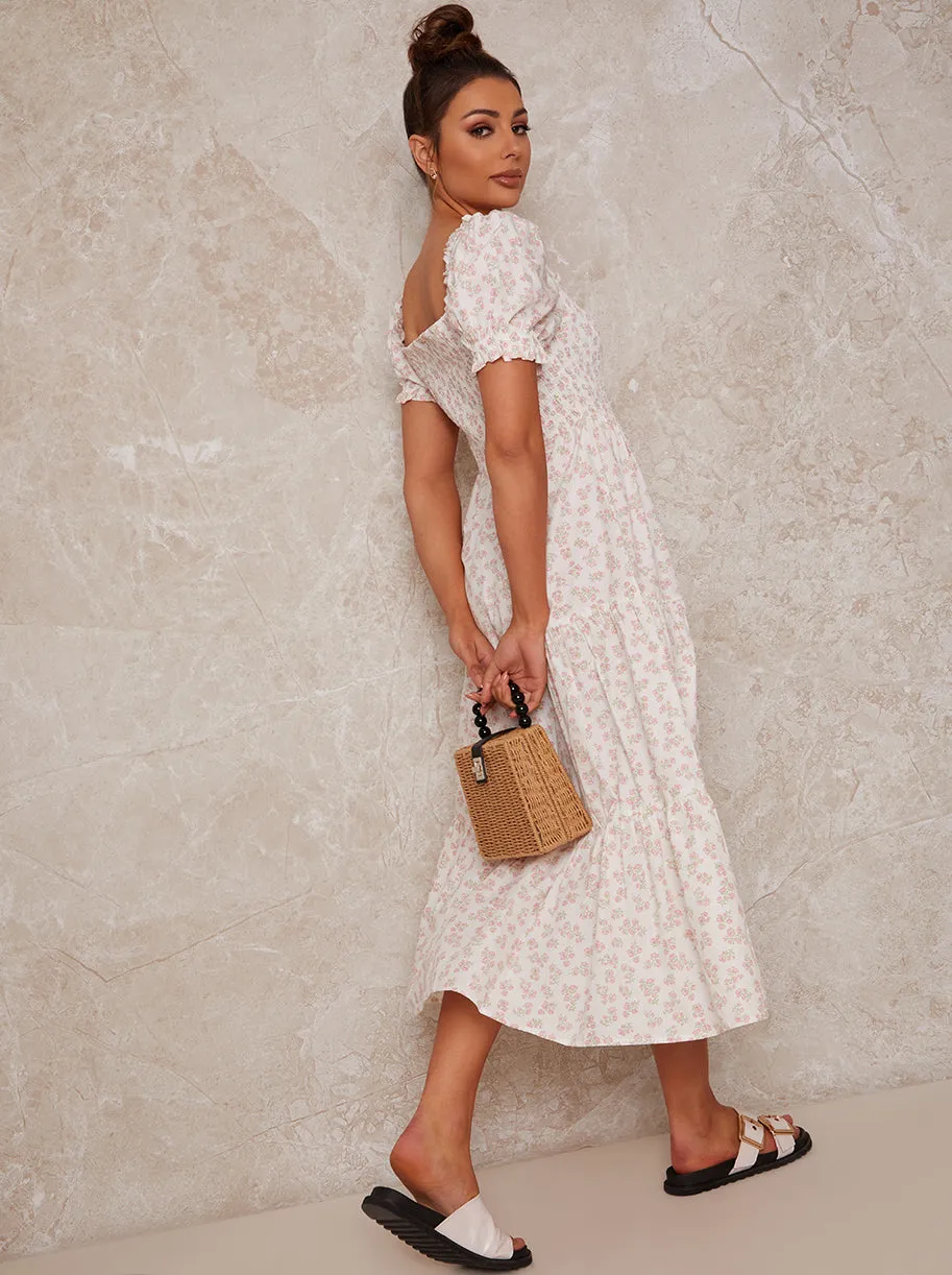 Puff Sleeve Floral Print Maxi Day Dress in Cream sold by Chi Chi London product image thumbnail 4