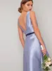 Low Back Contrast Midi Dip Hem Dress in Blue sold by Chi Chi London