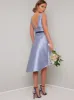 Low Back Contrast Midi Dip Hem Dress in Blue sold by Chi Chi London