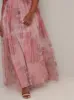 Plus Size Floral Print Tulle Maxi Dress in Pink sold by Chi Chi London
