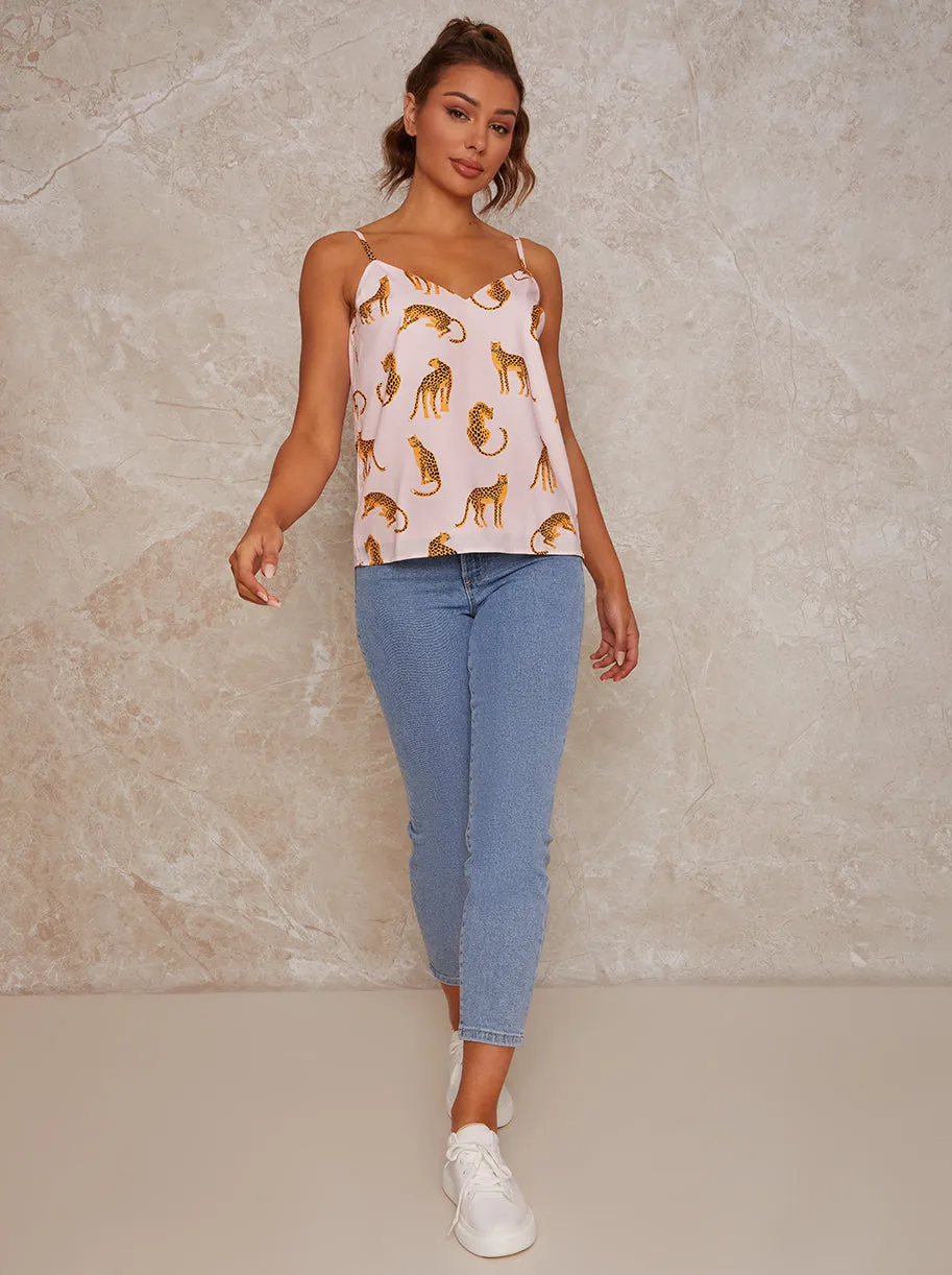 Animal Print Cami Top in Pink sold by Chi Chi London product image thumbnail 2