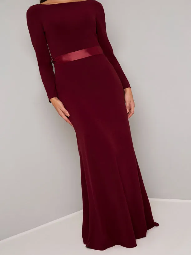 Open Back Bow Detail Maxi Dress in Red sold by Chi Chi London product image thumbnail 3