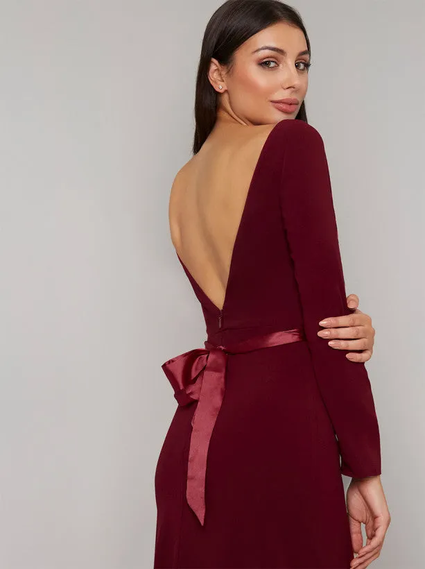 Open Back Bow Detail Maxi Dress in Red sold by Chi Chi London product image thumbnail 4